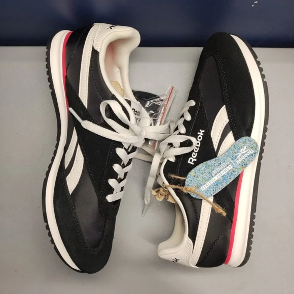 Reebok Comfort Footbed Sneakers Womens US Size 8.5 Black White‎ Running Lace Up